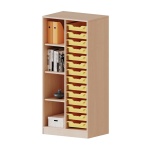 ErgoTray Regal, 2reihig, 4 OH, links 4 Fächer rechts 14 flache Boxen, B/H/T 70,3x154x50cm 
